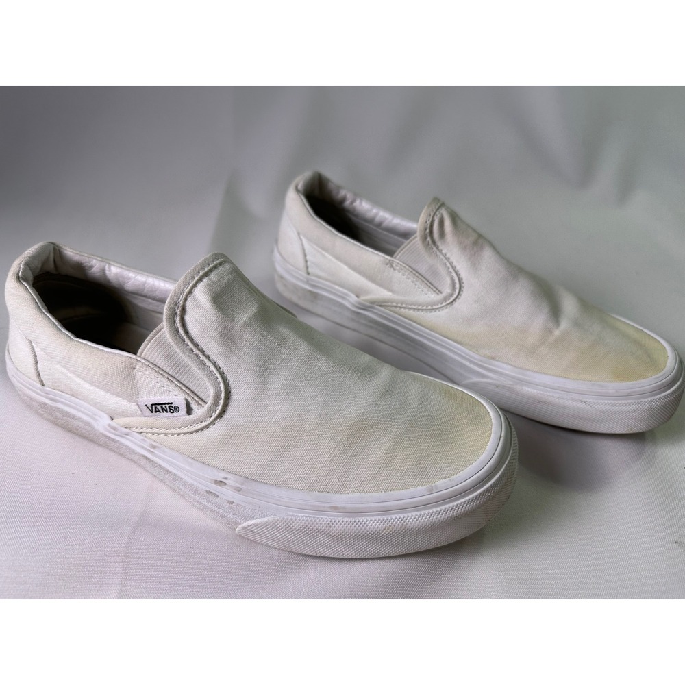 Vans Classic‎ Slip On Canvas Shoes Off White Womens Size 6.5 US